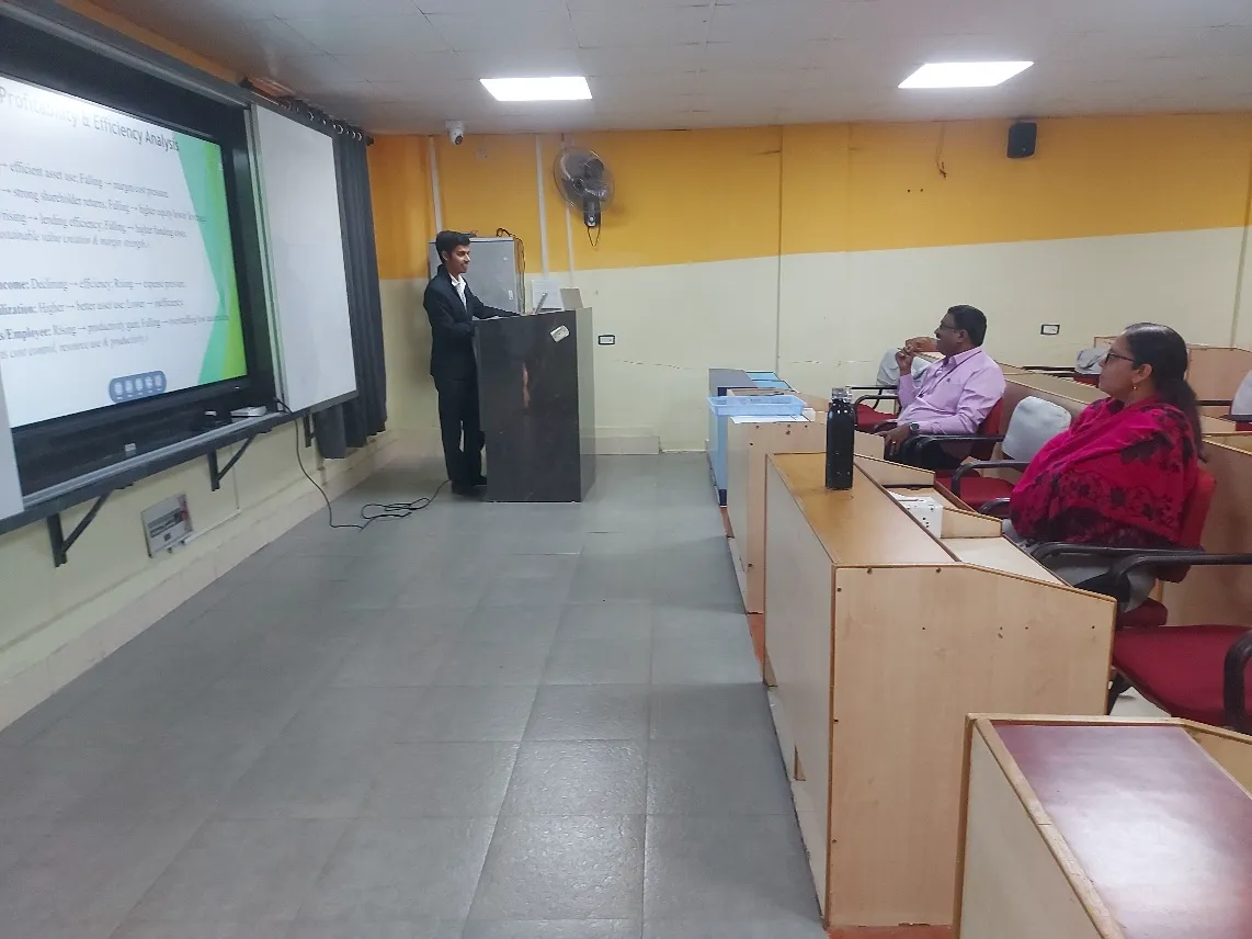 Student presenting with a smart display during an ICT-enabled classroom session at SSIM