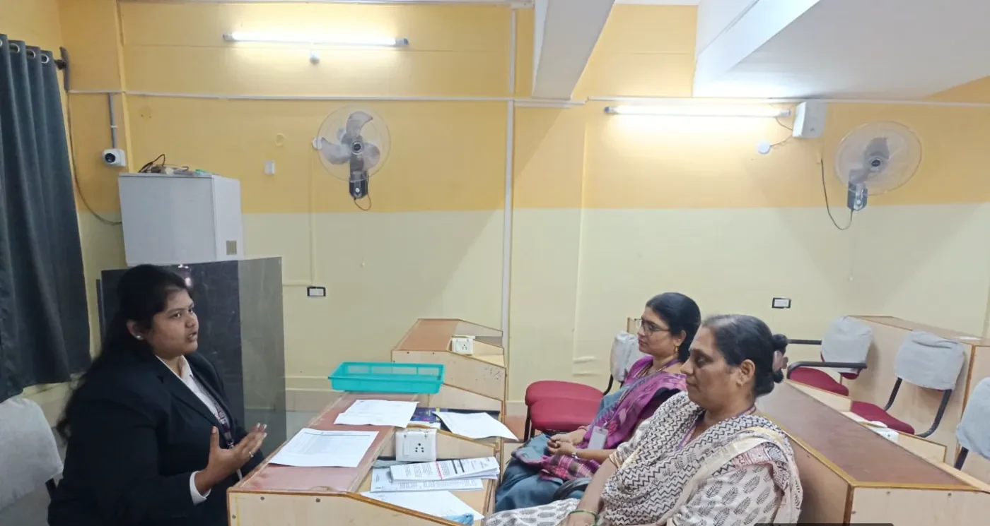 SSIM student attending a mock personal interview with a faculty panel