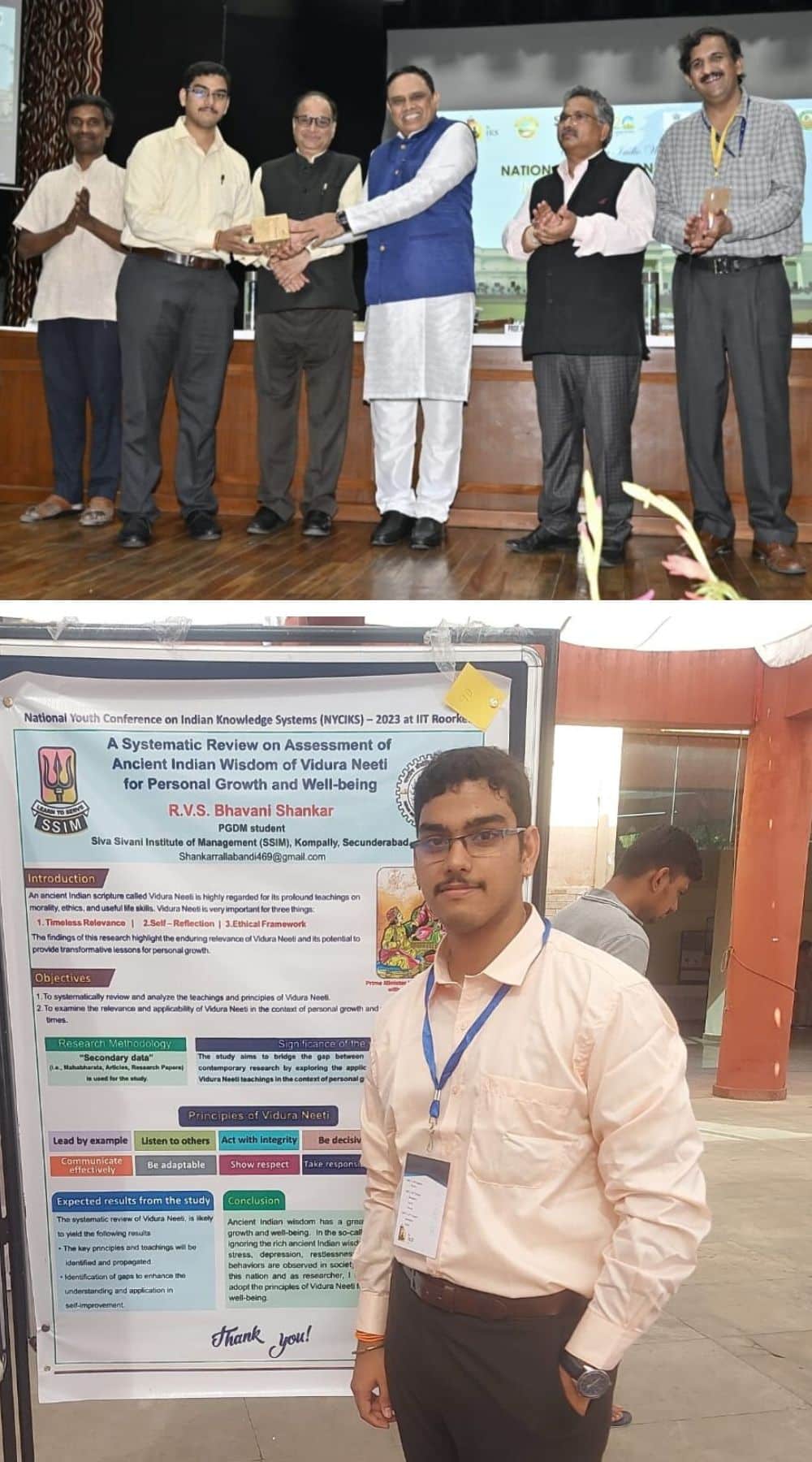 SSIM Student wins Best Poster Presentation Award @ National Youth Conference, IIT Roorkee